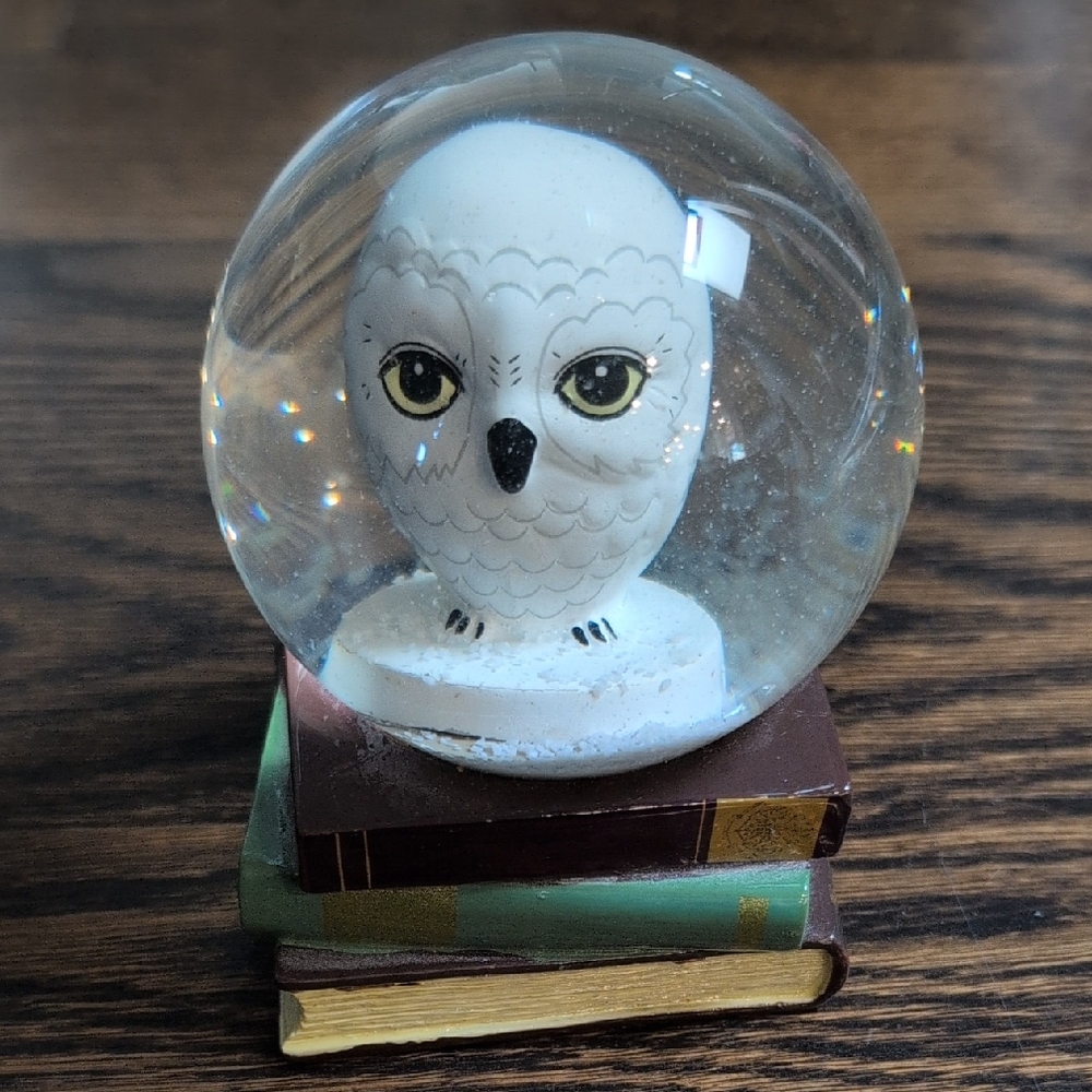 Hedwig White Owl Globe on Books Snow globe
